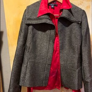 Anne Klein Oversized, Cowl Neck with Zipper Blazer.